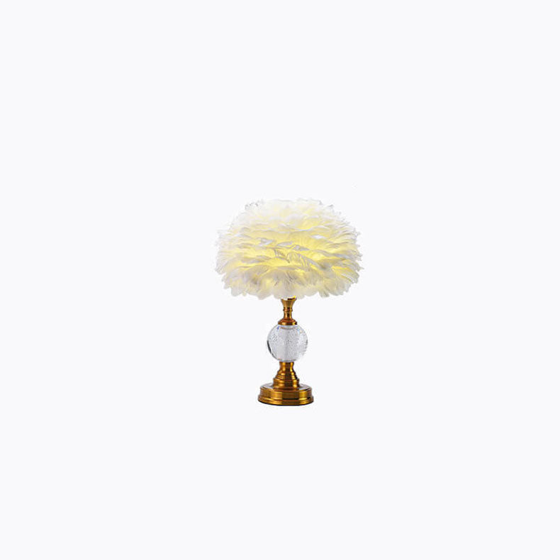 Nordic Creative Iron Round Feather Lampshade 1-Light Table Lamp