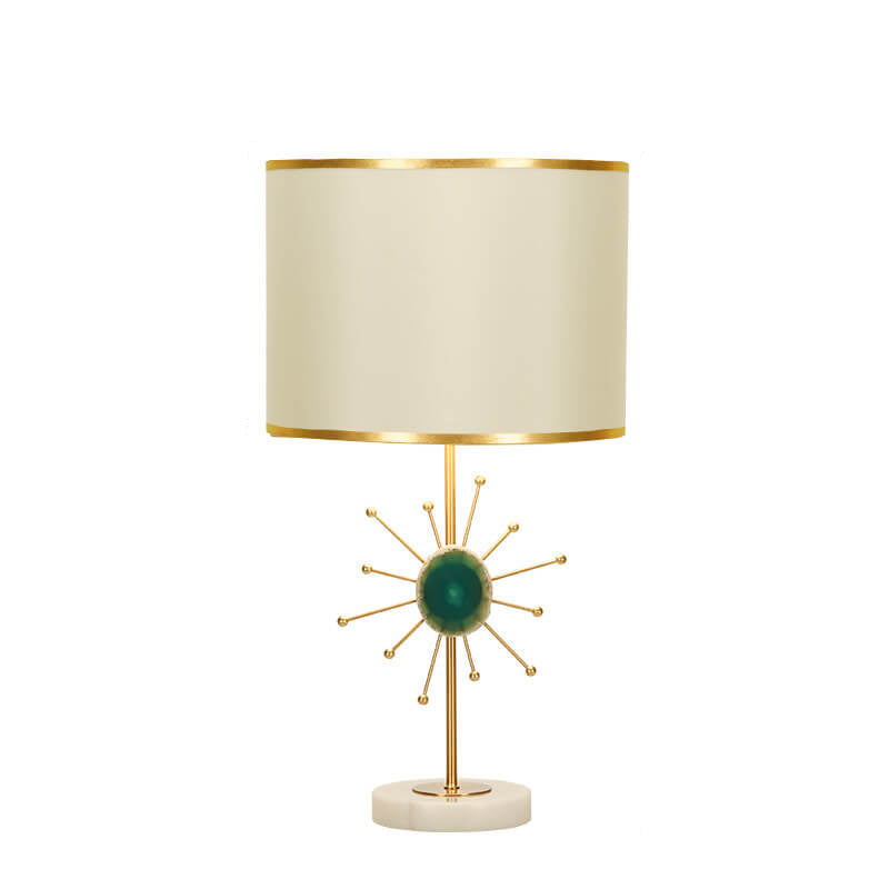European Light Luxury Fabric Agate Base 1-Light Table Lamp