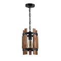 Rustic Wooden Round 1-Light Pendant Light