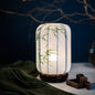 Traditional Chinese Wood Cotton Hemp Cylinder Bamboo Leaf 1-Light Table Lamp For Bedside