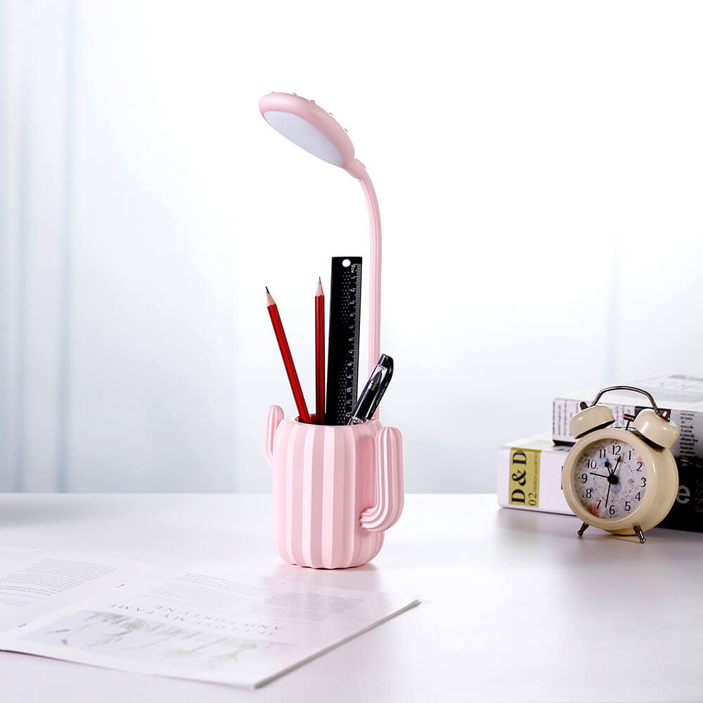 Modern Children's Plastic Cactus Pencil Eye Protection USB LED Table Lamp