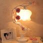 Vintage Romantic Pink Glass Ceramics Roses 1-Light Table Lamp