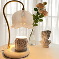 Modern Art Deco Flower Glass Shade Marble Base 1-Light Melting Wax Table Lamp For Bedroom