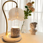 Modern Art Deco Flower Glass Shade Marble Base 1-Light Melting Wax Table Lamp For Bedroom