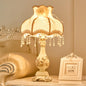 European Retro Light Luxury Carving Resin Fabric Alloy 1-Light Table Lamp