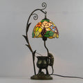 Traditional Tiffany Mouse Flower Resin Stained Glass 1-Light Table Lamp For Bedroom