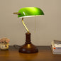 Vintage Wood & Glass Bank Table Lamp