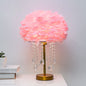Modern Minimalist Feather Round Crystal Beads 1-Light Table Lamp For Bedroom