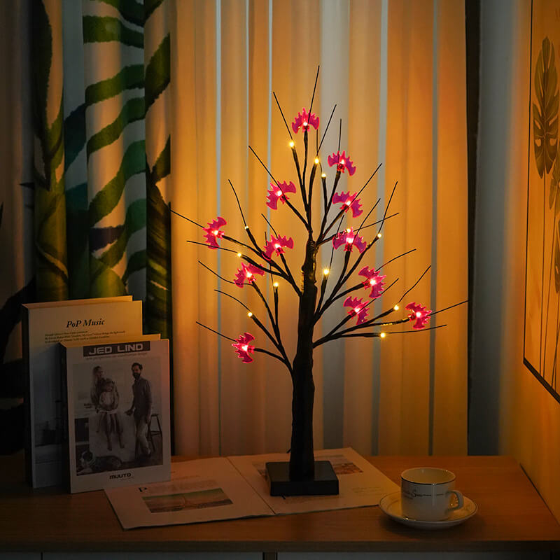 Halloween Tree Light Pumpkin Bats Simulation Tree Light USB Battery Decoration Table Lamp
