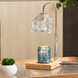 Modern Art Deco Floral Glass Metal Wood 1-Light Melting Wax Table Lamp For Bedroom
