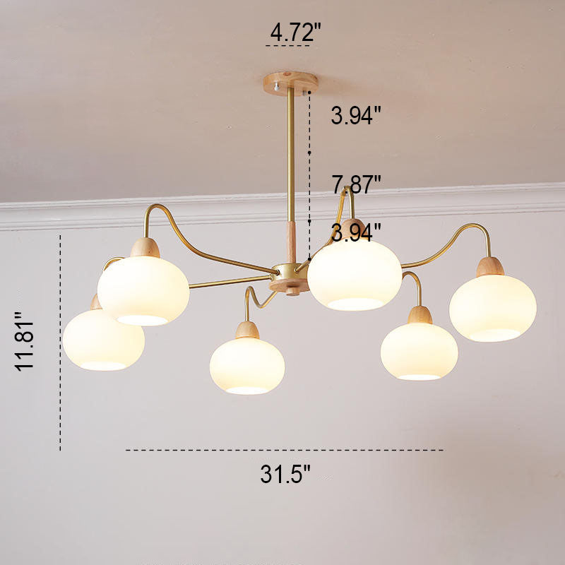 Nordic Glass & Wood Chandelier