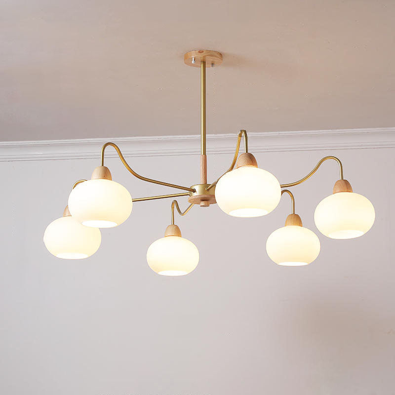 Nordic Glass & Wood Chandelier