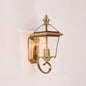 European Modern Luxury Quadrilateral Brass Glass Waterproof 1-Light Outdoor Wall Sconce Lamp