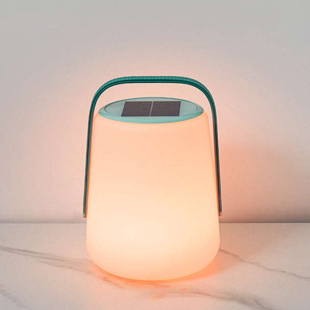 Modern Minimalist Solar Waterproof Leather PE Cylinder Striped Lantern Portable LED Landscape Lighting Outdoor Light For Outdoor Patio