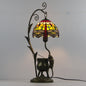Vintage Tiffany Dome Stained Glass Mouse Base 1-Light Table Lamp