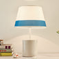 Traditional Farmhouse Fabric Metal Conic Cylinder Base 1-Light Table Lamp For Bedside