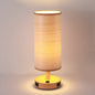 Modern Wood Grain Fabric Shade 1-Light Table Lamp