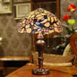Traditional Tiffany Half Ball Magpie Plum Flower Iron Glass 2-Light Table Lamp For Bedroom