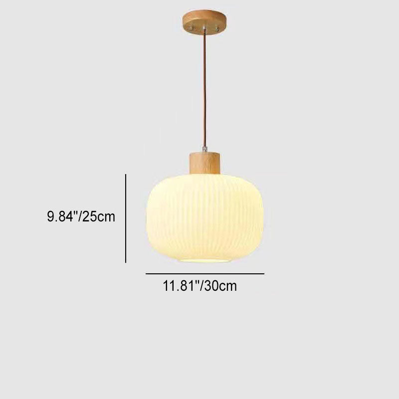 Japanese Wood & Glass Jar Chandelier