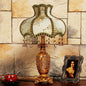Traditional European Vintage Floral Texture Fabric Pleated Resin Base 1-Light Table Lamp For Home Office