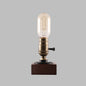 Contemporary Retro Square Base Elliptical Bulb Aluminium Copper Walnut 1-Light Table Lamp For Bedside