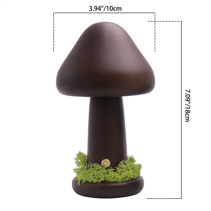 Modern Art Deco Mushroom Round Beech Wood LED Table Lamp For Bedroom