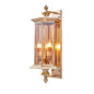 Contemporary Industrial Brass Finish Frame Glass Shade 1/3-Light Wall Sconce Lamp For Outdoor Patio
