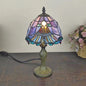Traditional Tiffany Dome Flower Zinc Stained Glass 1-Light Table Lamp For Bedroom