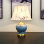 Traditional Chinese Plum Blossom Cylindrical Copper Ceramic Fabric 1-Light Table Lamp For Bedroom