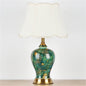 European Luxury Emerald Ceramic Fabric 1-Light Table Lamp