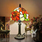 Traditional Tiffany Alloy Glass Dome Flower 1-Light Table Lamp For Bedside