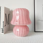 French Cream Handmade Glass Mushroom 1-Light Table Lamp