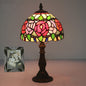 Retro Tiffany Flowering Rose Stained Glass 1-Light Table Lamp