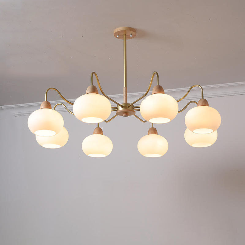 Nordic Glass & Wood Chandelier