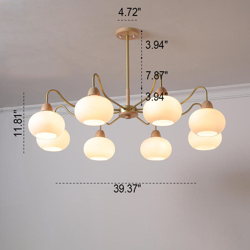 Nordic Glass & Wood Chandelier