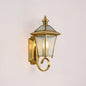 European Modern Luxury Quadrilateral Brass Glass Waterproof 1-Light Outdoor Wall Sconce Lamp