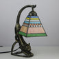 Traditional Tiffany Leopard Ladder Flower Cup Iron Glass 1-Light Table Lamp For Bedroom