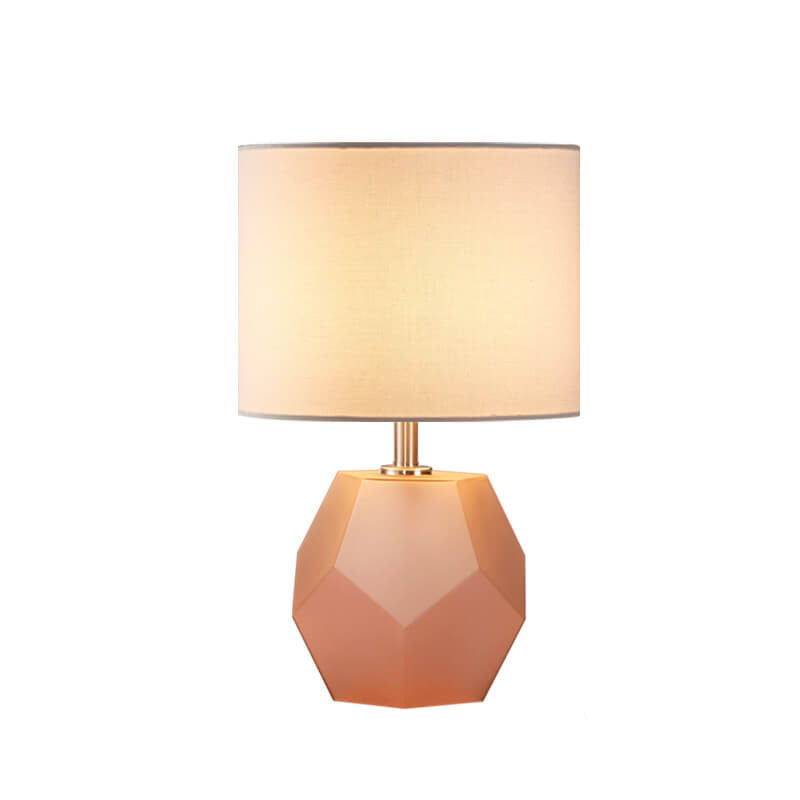 Nordic Drum Fabric Rhombus Ball Base 1-Light Table Lamp