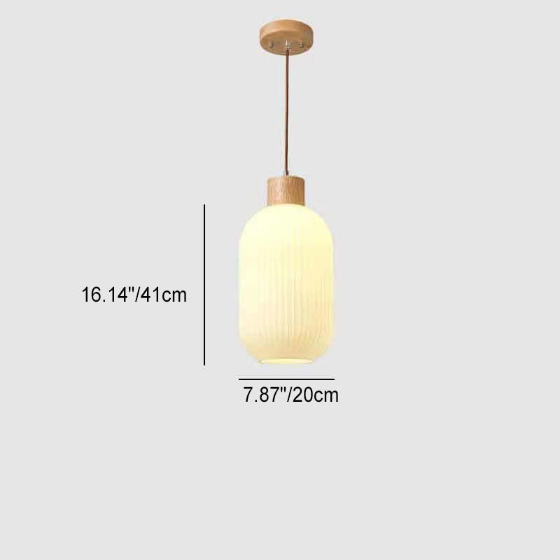 Japanese Wood & Glass Jar Chandelier