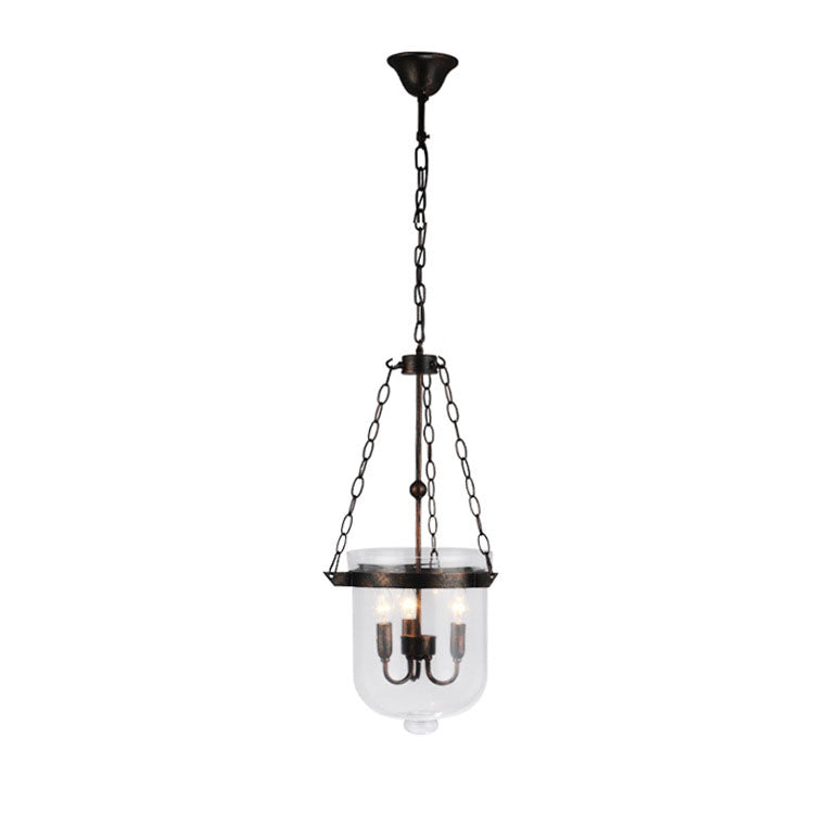 Rustic Glass & Iron 3-Light Chandelier