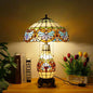 Traditional Tiffany Baroque Umbrella Resin Stained Glass 3-Light Table Lamp For Bedroom