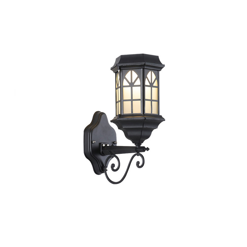 Contemporary Retro Solar Waterproof Aluminum Glass Cylinder House 1-Light Wall Sconce Lamp For Outdoor Patio