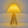 Contemporary Boho Round Cone Tripod Base Fabric Solid Wood LED Table Lamp for Bedroom