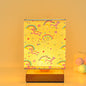 Contemporary Creative Kids Rectangular Solid Wood Fabric LED Table Lamp For Bedroom