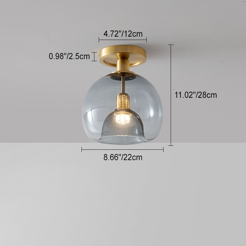 Scandinavian Copper & Glass Ceiling Light