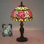 Retro Tiffany Flowering Rose Stained Glass 1-Light Table Lamp