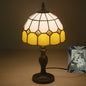 Vintage Tiffany Gemstone Stained Glass Round 1-Light Table Lamp