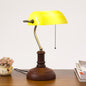 Vintage Wood & Glass Bank Table Lamp