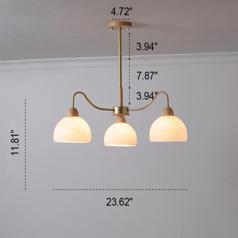 Nordic Glass & Wood Chandelier