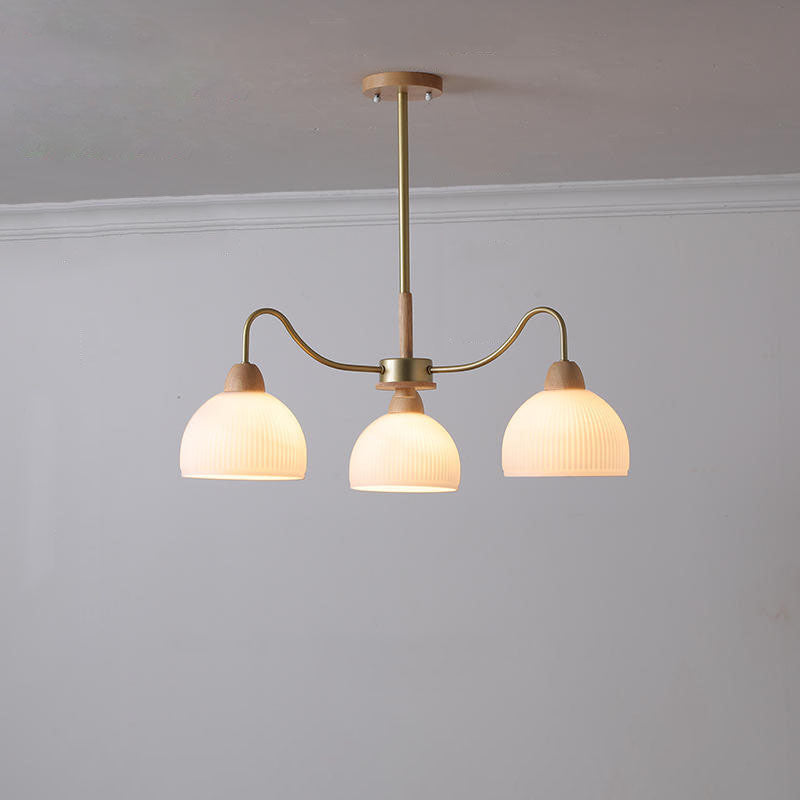 Nordic Glass & Wood Chandelier